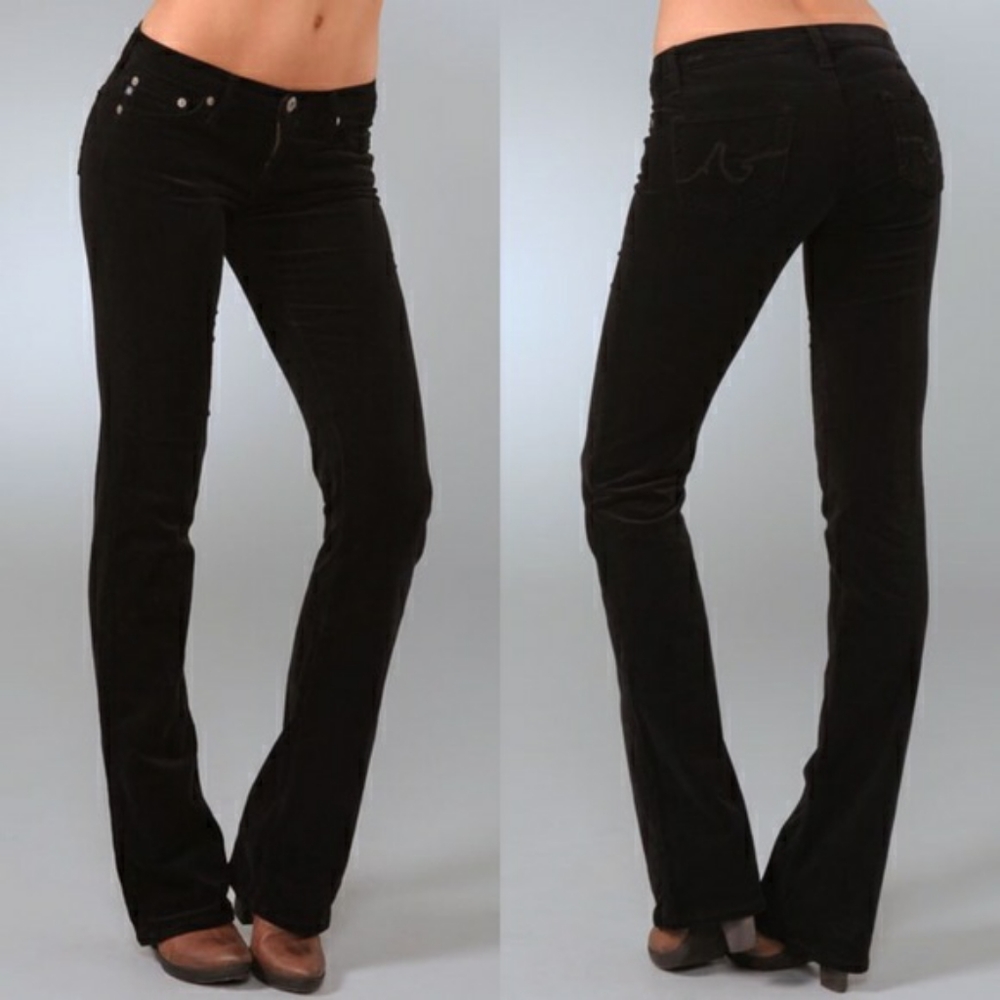 Anthropologie Black Boot-Cut Velvet Pants